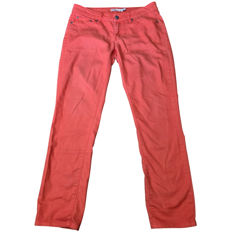Prana Womens Coral Orange Skinny Jeans Size 4‎ 27 Organic Cotton Blend
